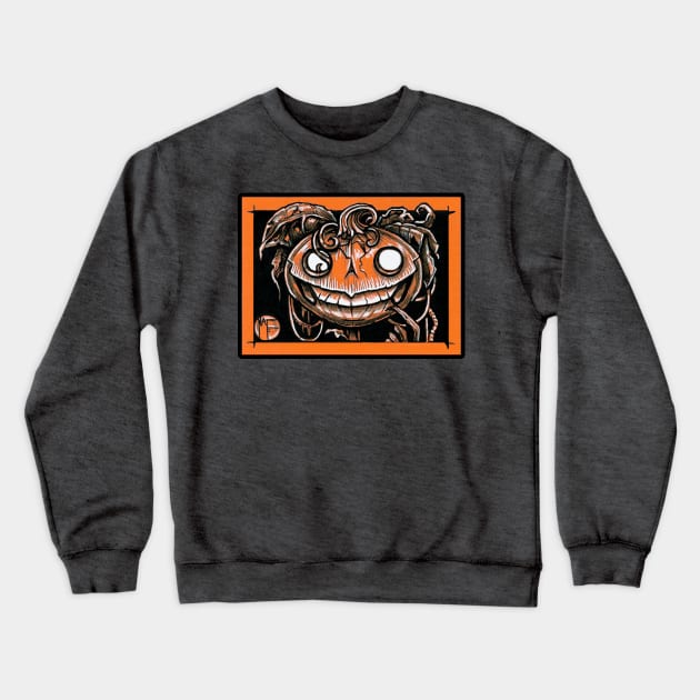 Smiling Jack O Lantern Man - Black Outlined Version Crewneck Sweatshirt by Nat Ewert Art